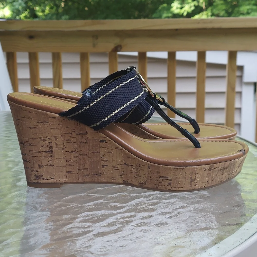 Tommy Hilfiger Cork Wedge Heels Slip on sandals Sz 9.5